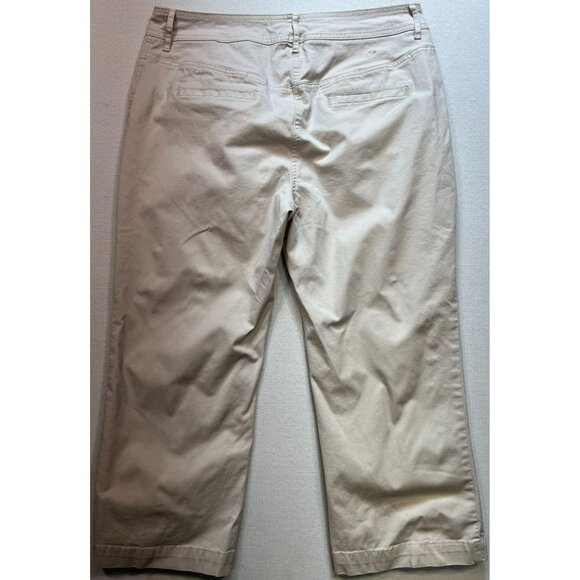 Tommy Hilfiger Women's Cotton Capri Pants Flat Front Size 14 Light Khaki - Picture 2 of 11